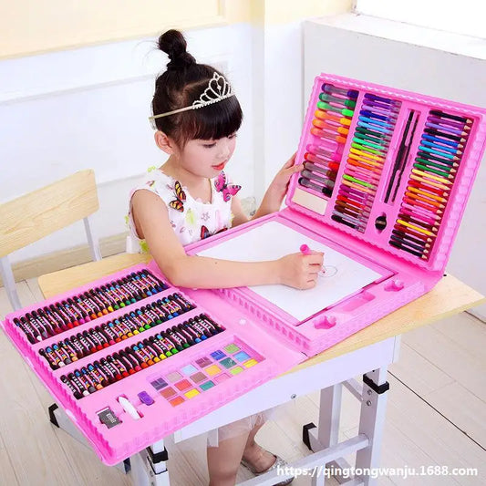 Multi Painting Set for Children, Watercolor Pen Oil Pastel Colored Pencil